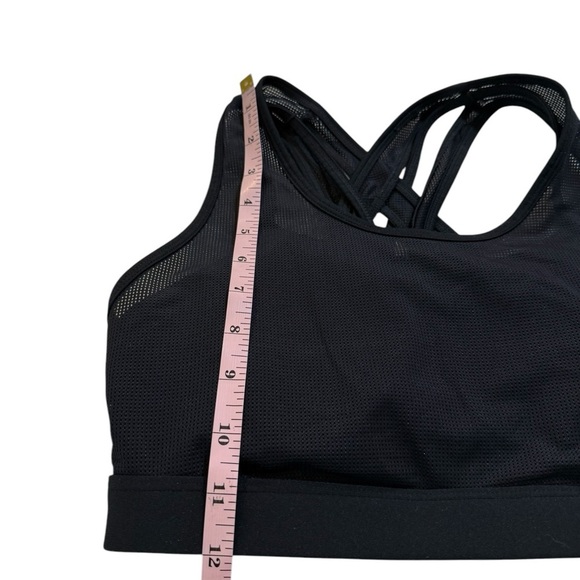 Fabletics Black Faye High Impact Sports Bra Criss Cross Mesh Overlay Workout - Picture 6 of 16